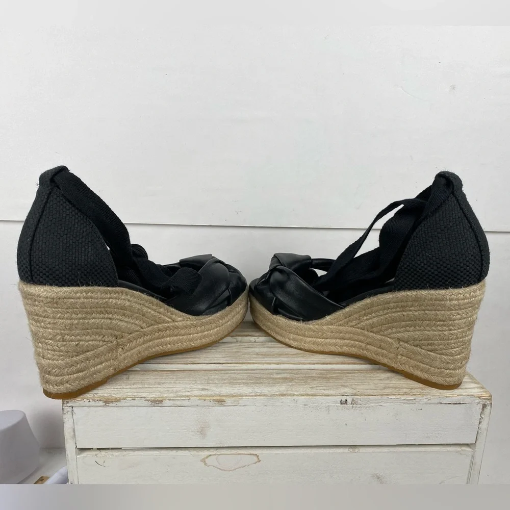 Cole Haan Cloudfeel Hampton wedge sandals in black leather women’s size 8.5B